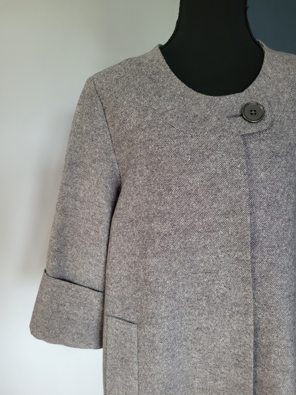 116 - RW&CO Gray Heather Wool Blend Coat - Size Textured Tweed Effect - Like New